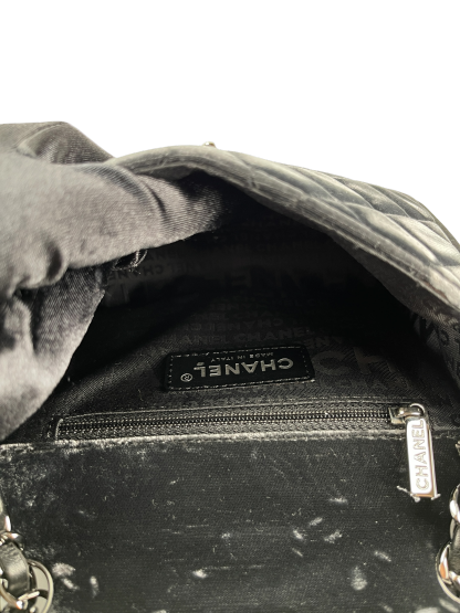 CHANEL - Dark Grey Mini Matlasse 17 Velvet Single Flap Chain Bag Sliver Hardware