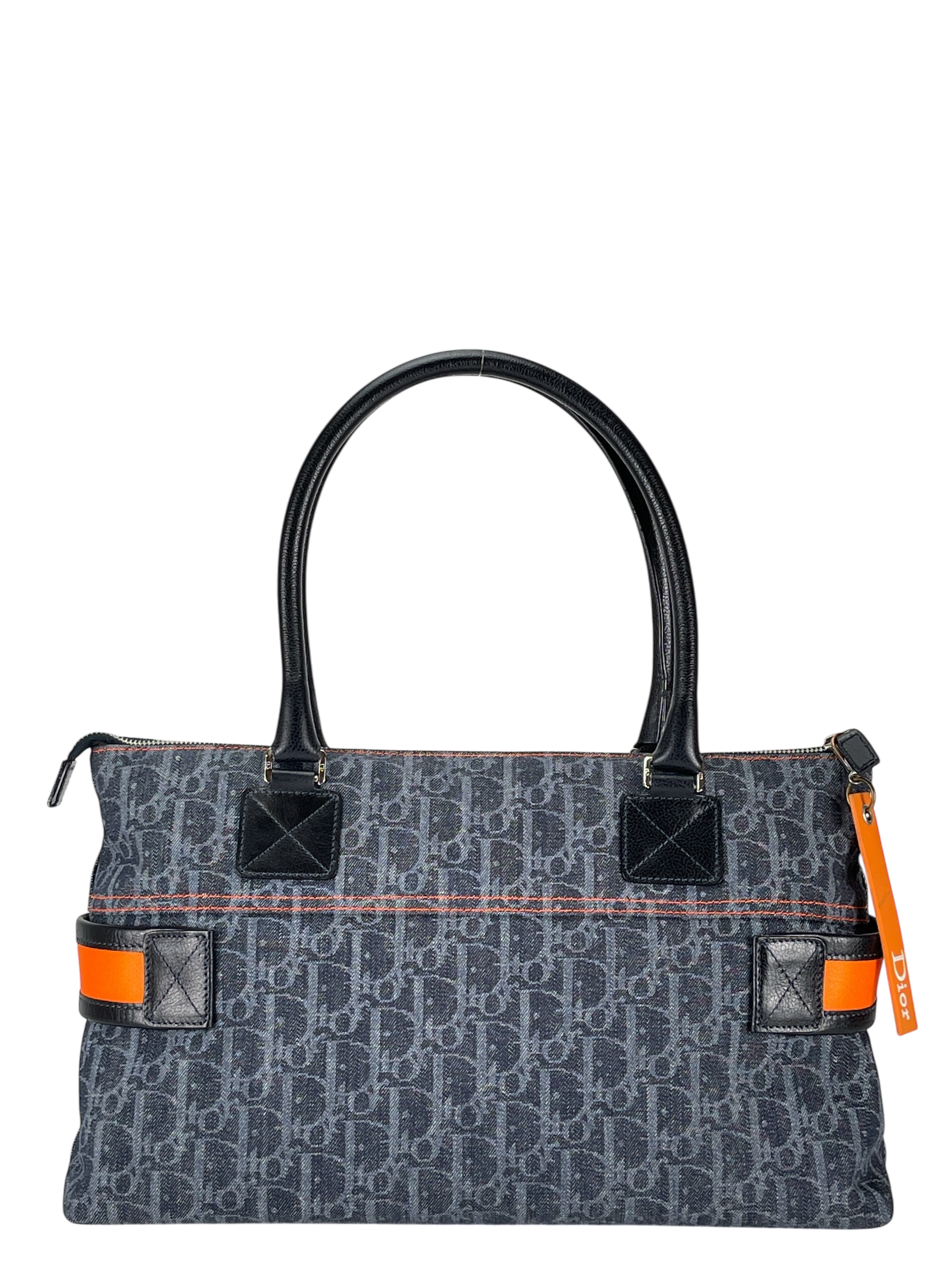CHRISTIAN DIOR - Navy Orange Trotter Flight Line Tote Bag