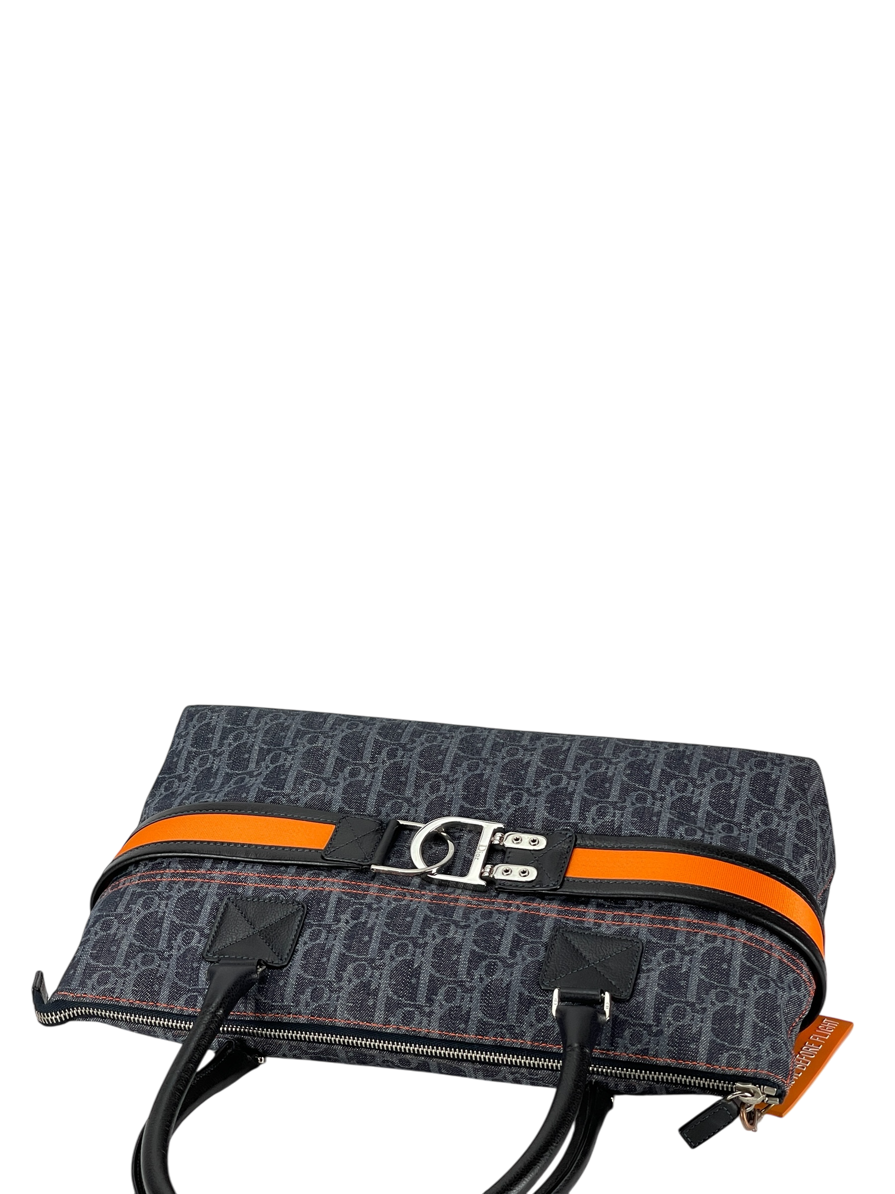 CHRISTIAN DIOR - Navy Orange Trotter Flight Line Tote Bag