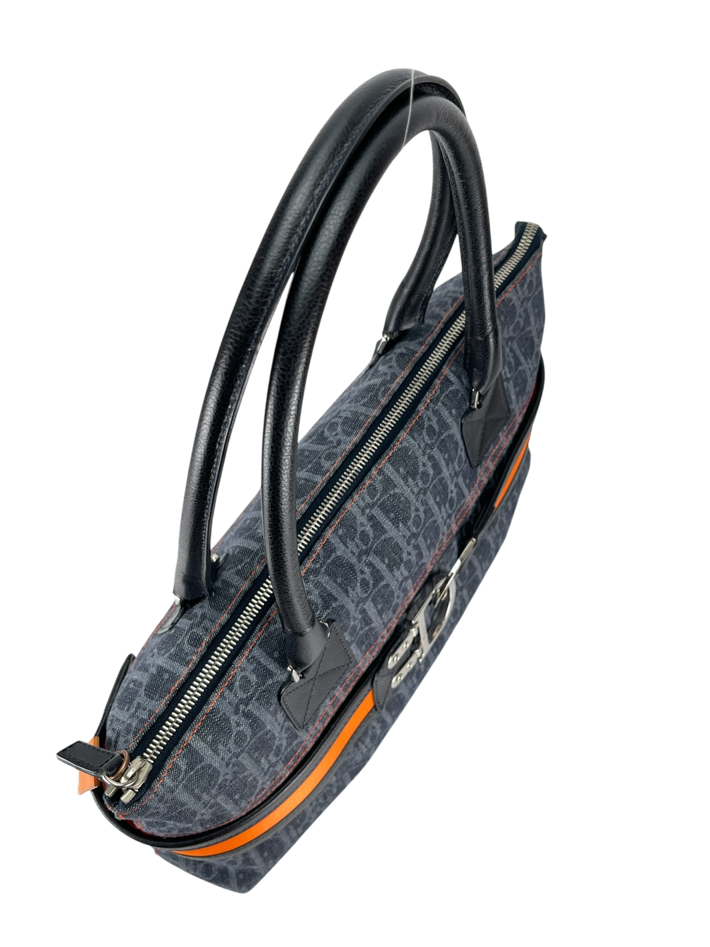 CHRISTIAN DIOR - Navy Orange Trotter Flight Line Tote Bag