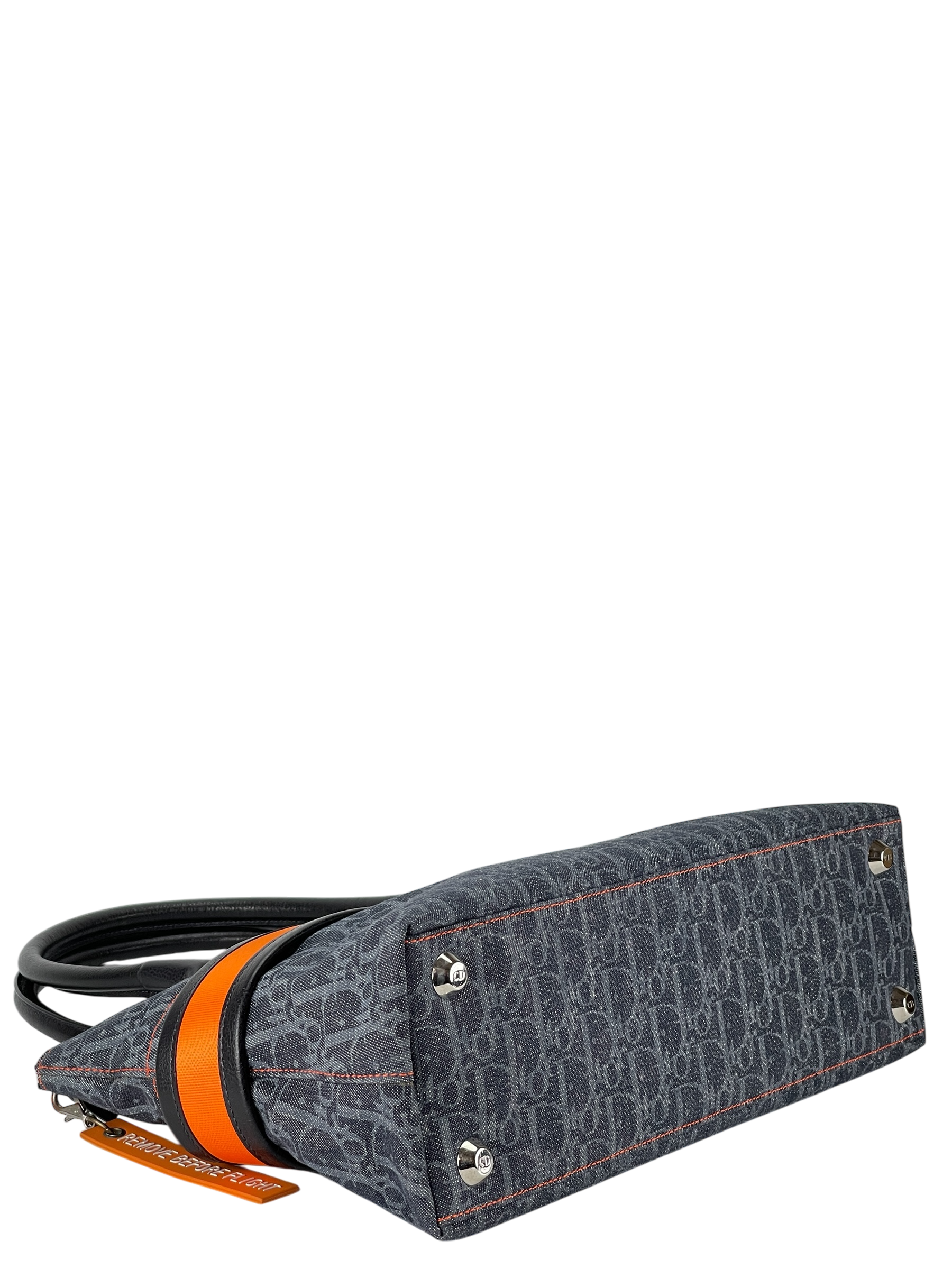 CHRISTIAN DIOR - Navy Orange Trotter Flight Line Tote Bag