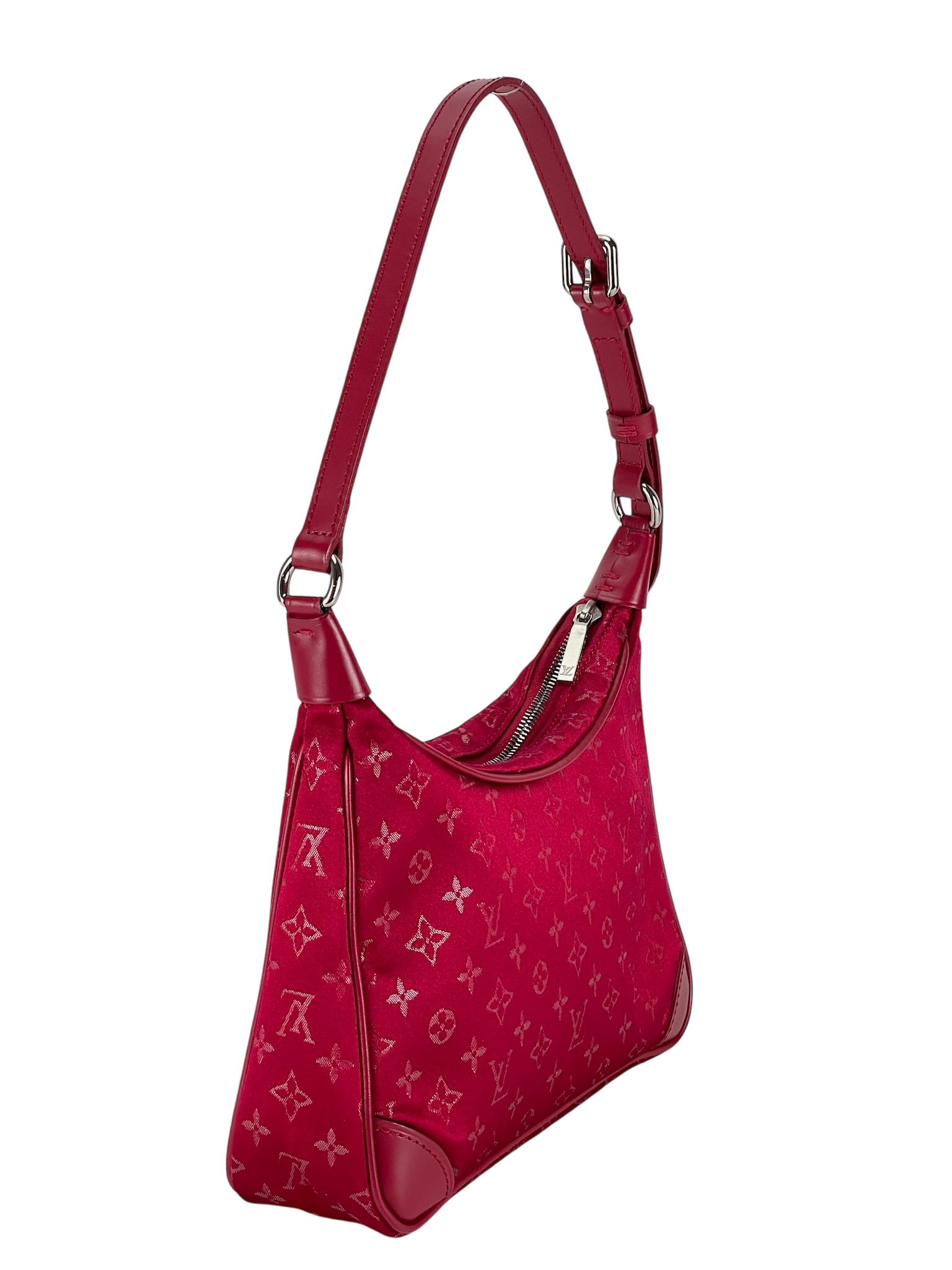 LOUIS VUITTON - Red Silk Satin Mini Boulogne Bag Monogram