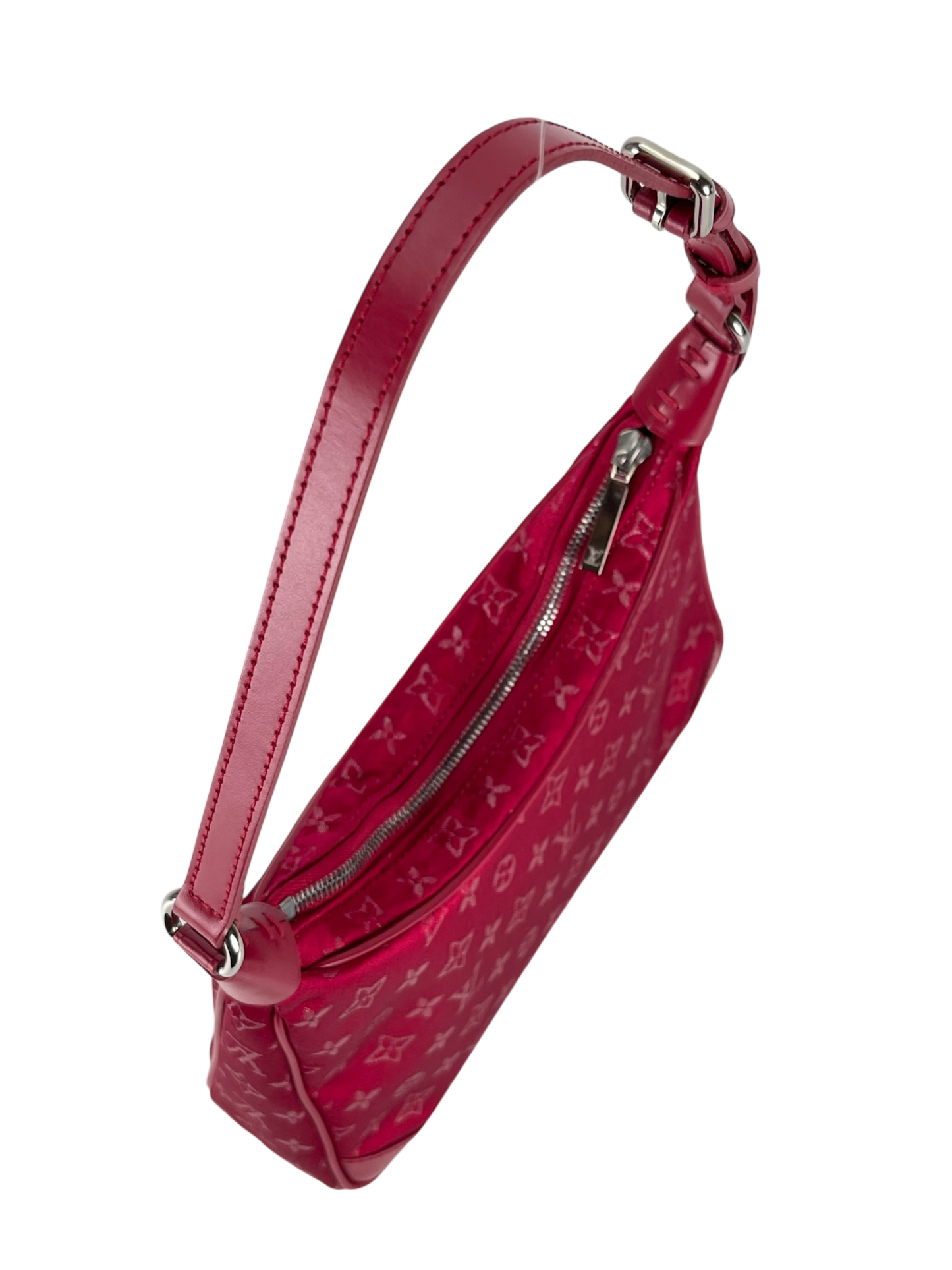 LOUIS VUITTON - Red Silk Satin Mini Boulogne Bag Monogram