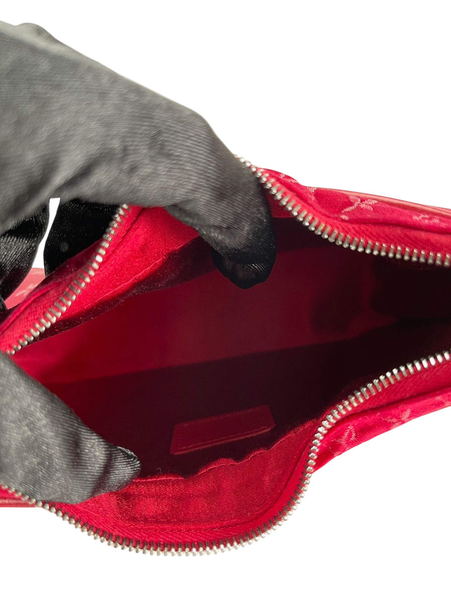 LOUIS VUITTON - Red Silk Satin Mini Boulogne Bag Monogram