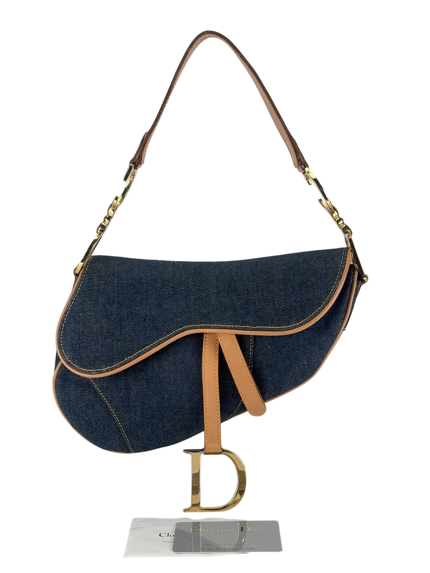 CHRISTIAN DIOR - 2000 Blue Denim Saddle Handbag