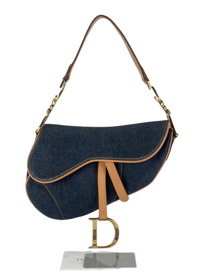 CHRISTIAN DIOR - 2000 Blue Denim Saddle Handbag