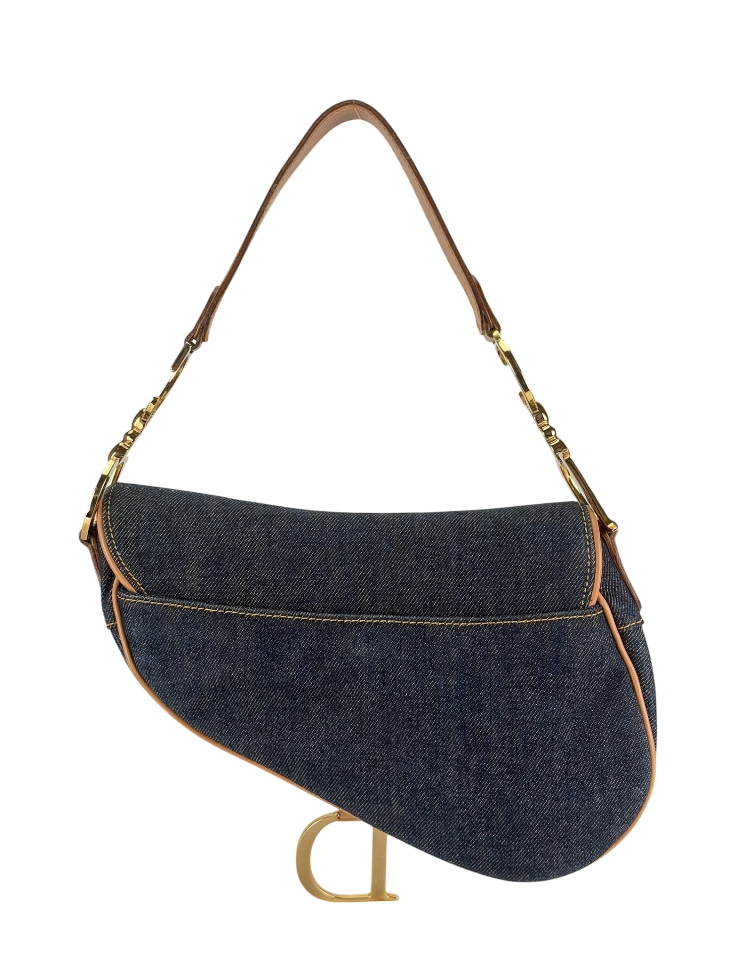 CHRISTIAN DIOR - 2000 Blue Denim Saddle Handbag