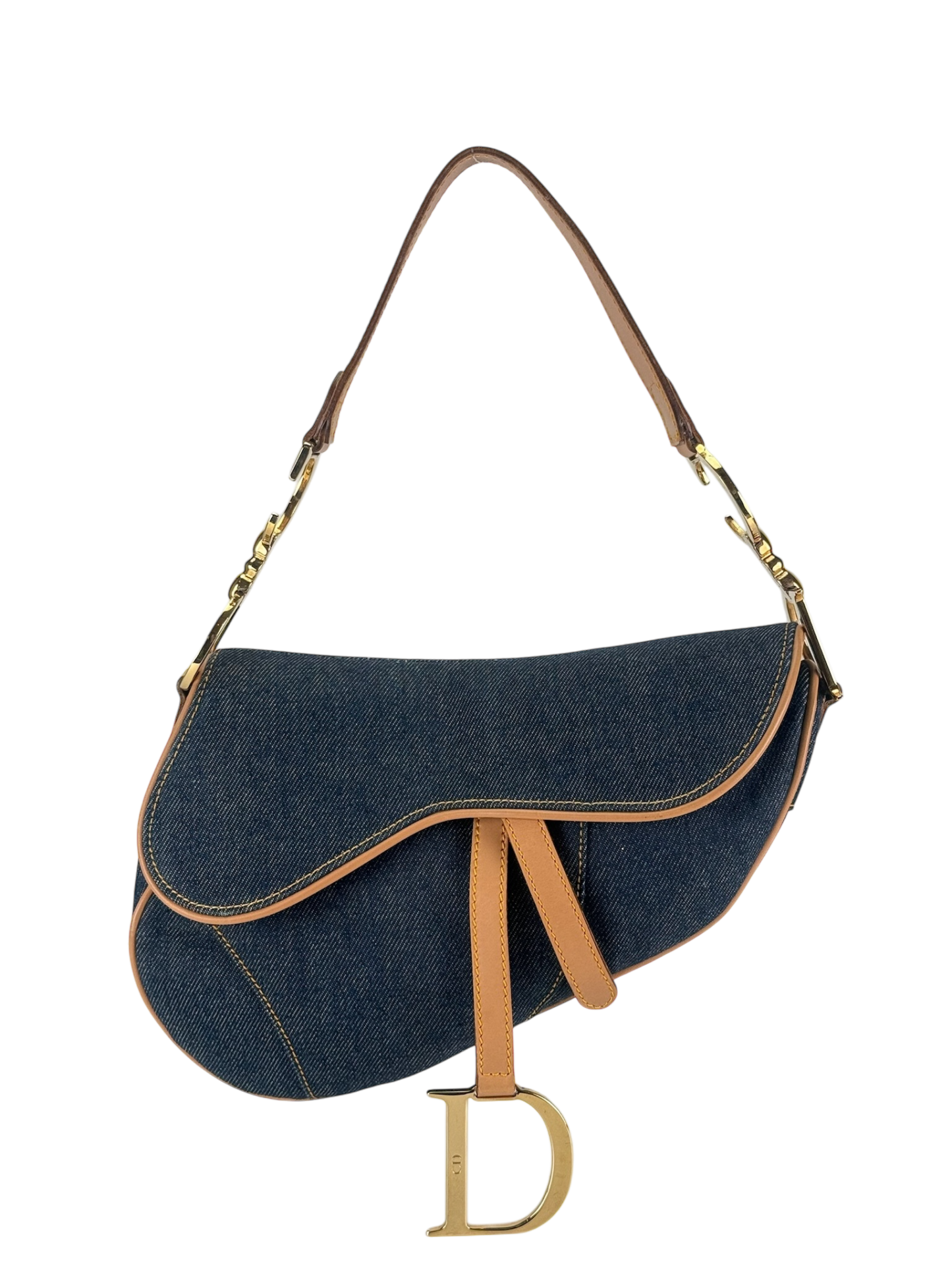 CHRISTIAN DIOR - 2000 Blue Denim Saddle Handbag