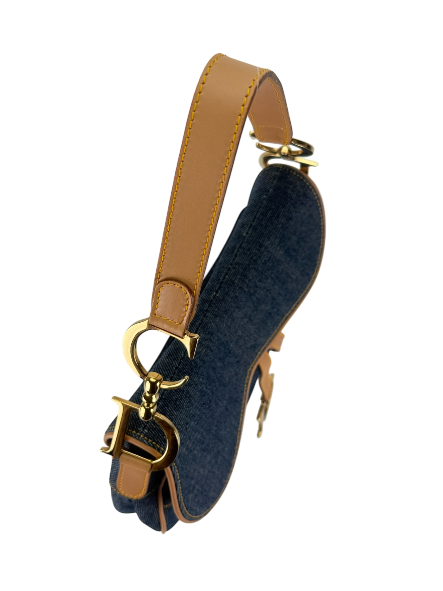 CHRISTIAN DIOR - 2000 Blue Denim Saddle Handbag