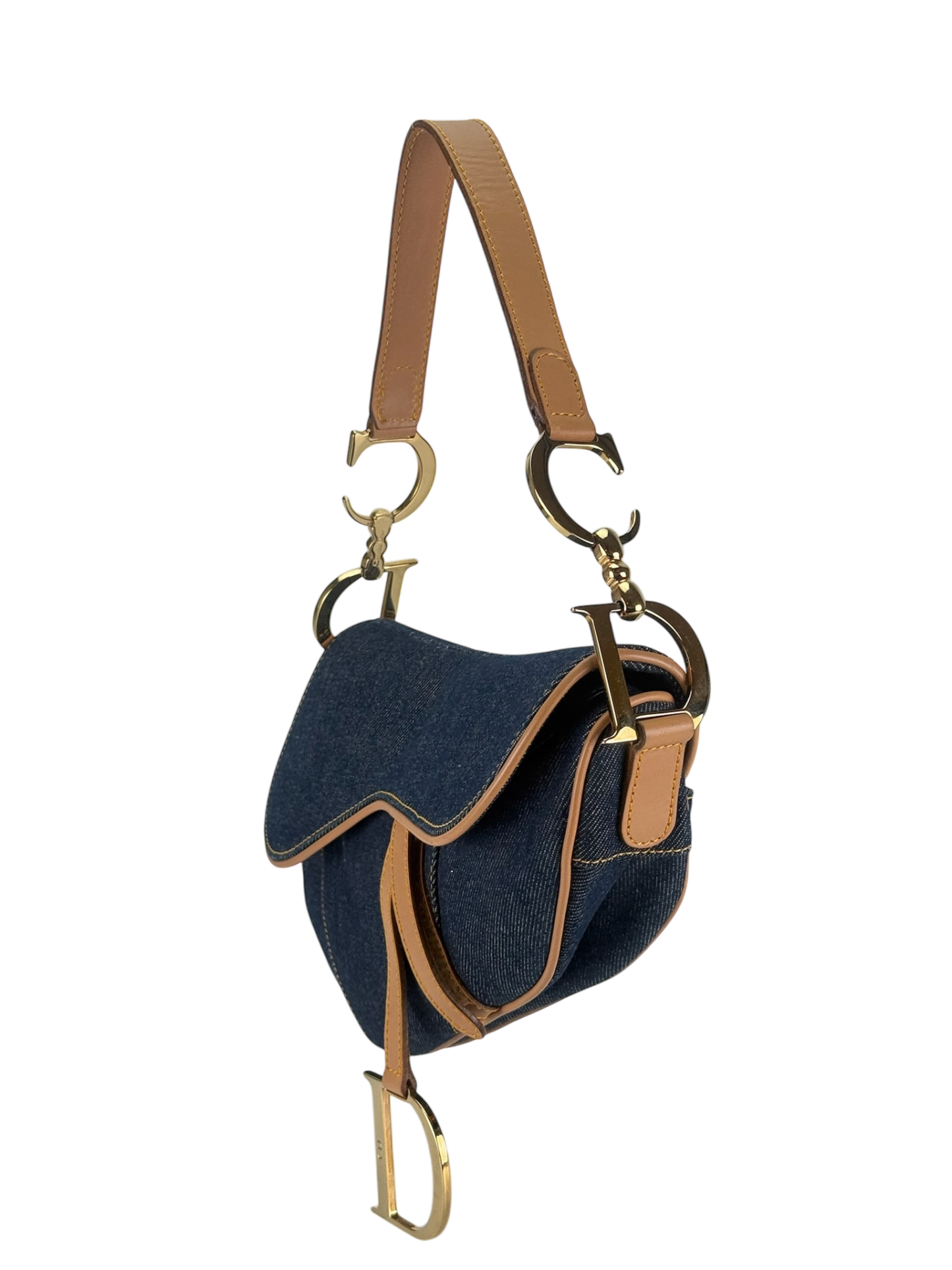 CHRISTIAN DIOR - 2000 Blue Denim Saddle Handbag