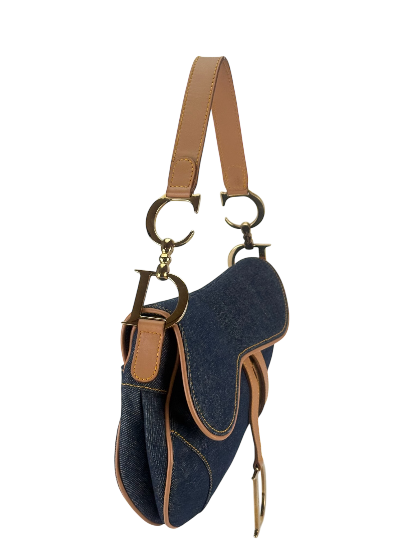 CHRISTIAN DIOR - 2000 Blue Denim Saddle Handbag