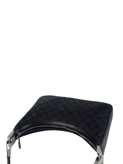 GUCCI - GG Black Canvas Shoulder Hobo Cloth Bag 