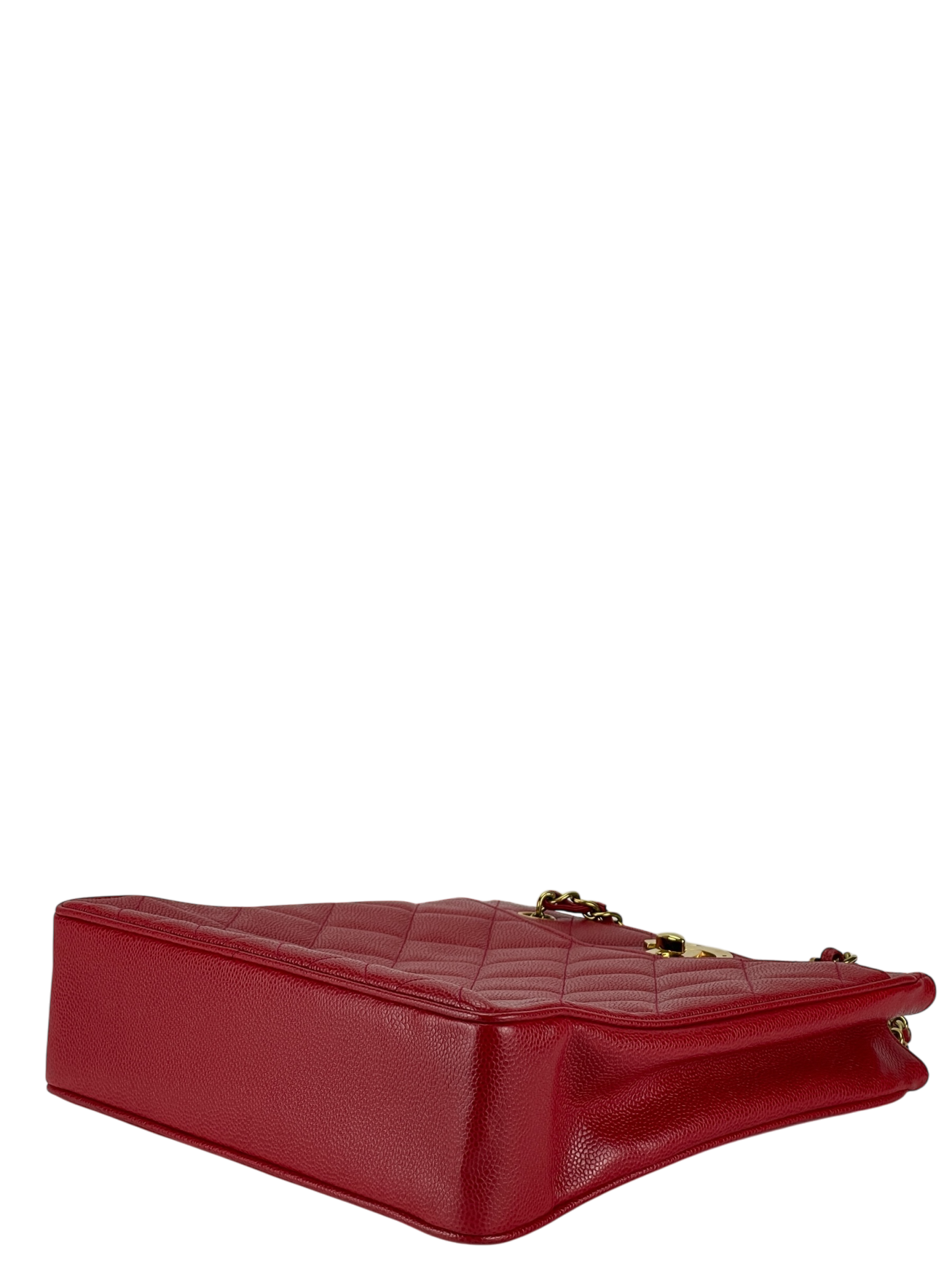 CHANEL - Red Caviar Deca Coco Mark Matelasse Chain Shoulder Bag
