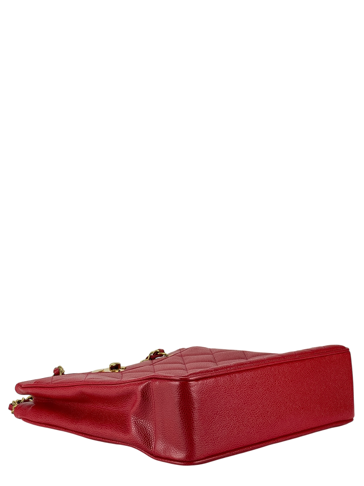 CHANEL - Red Caviar Deca Coco Mark Matelasse Chain Shoulder Bag