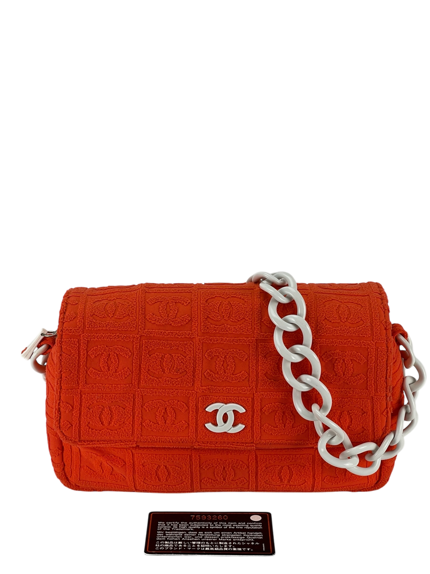 CHANEL - Orange 02SS Sport Terry Cloth Flap Shoulder Bag