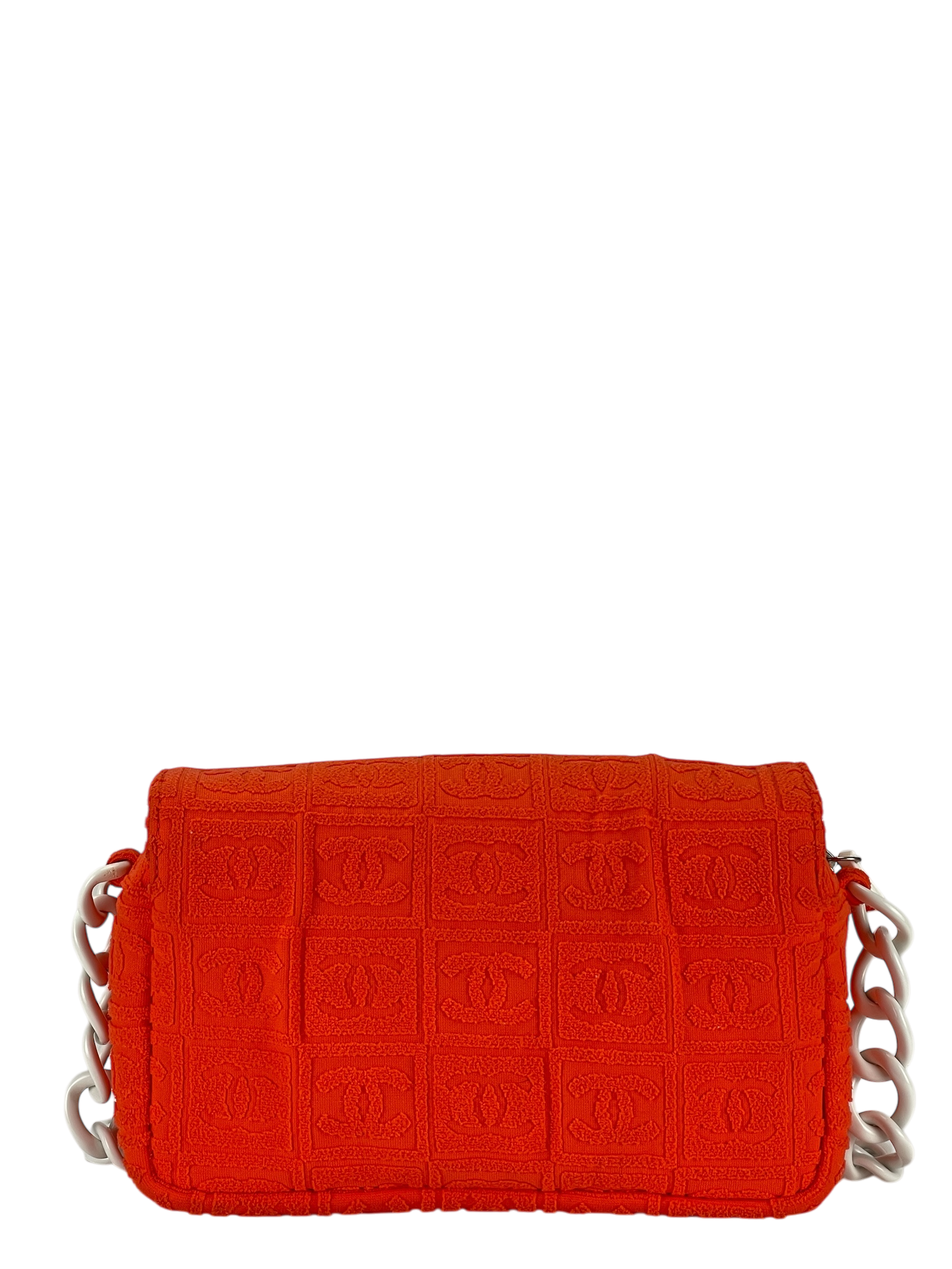 CHANEL - Orange 02SS Sport Terry Cloth Flap Shoulder Bag