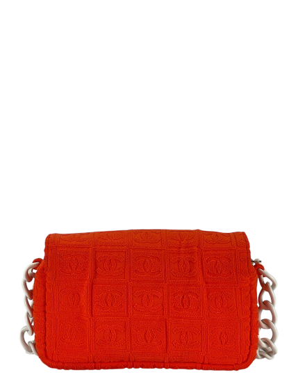 CHANEL - Orange 02SS Sport Terry Cloth Flap Shoulder Bag