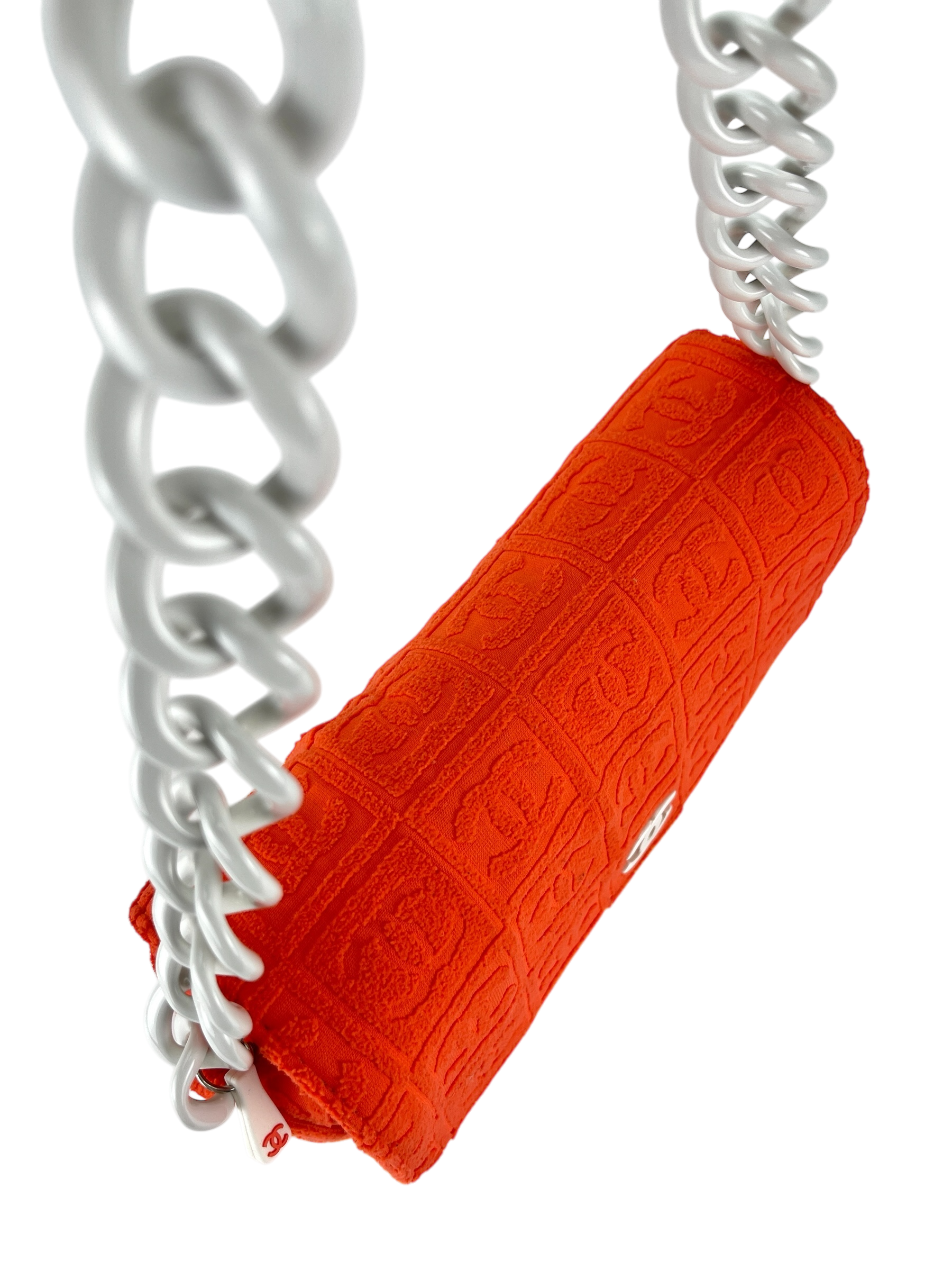 CHANEL - Orange 02SS Sport Terry Cloth Flap Shoulder Bag