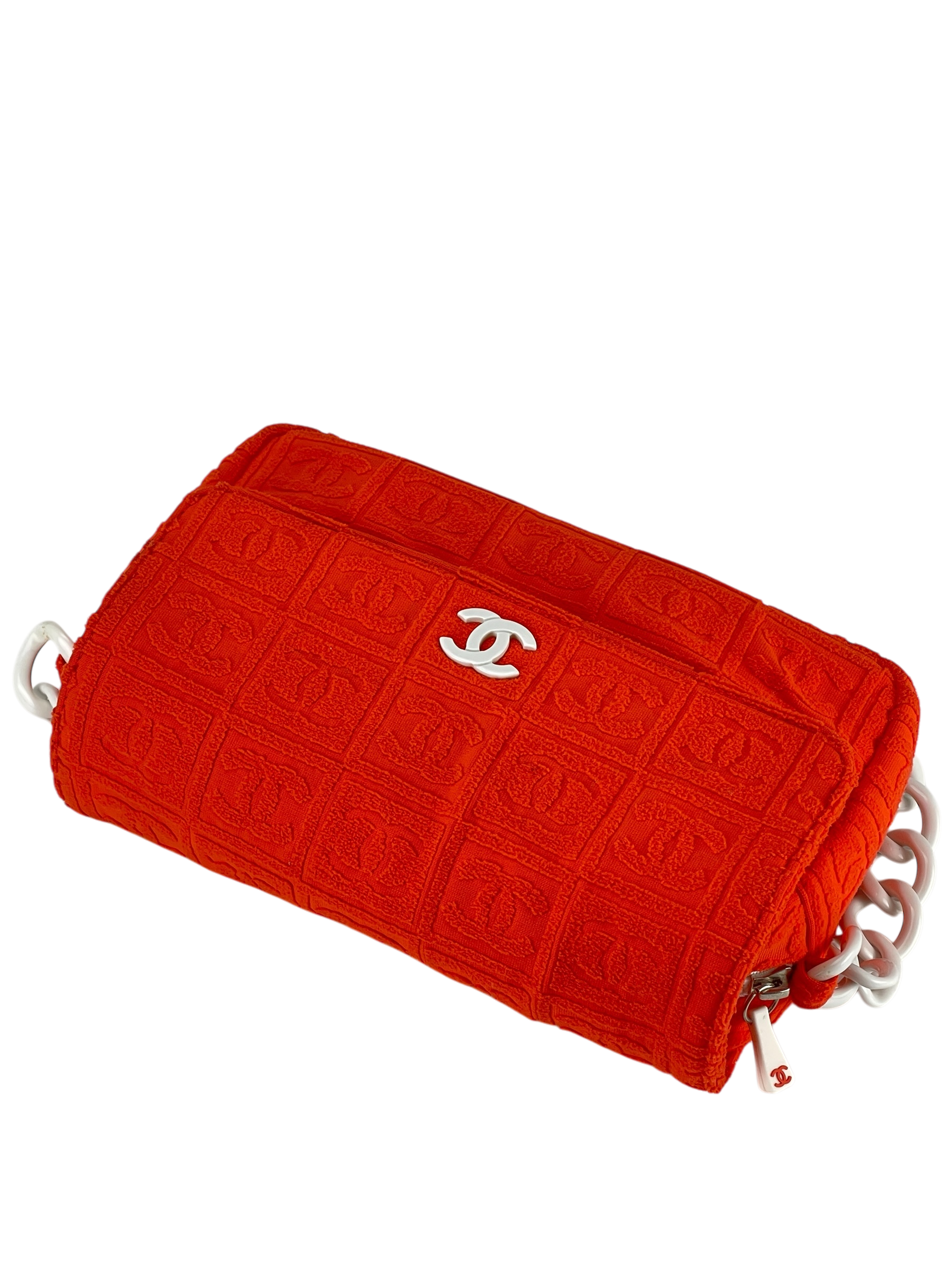CHANEL - Orange 02SS Sport Terry Cloth Flap Shoulder Bag