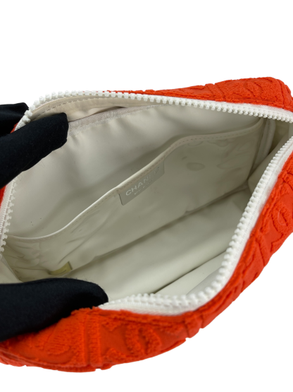 CHANEL - Orange 02SS Sport Terry Cloth Flap Shoulder Bag