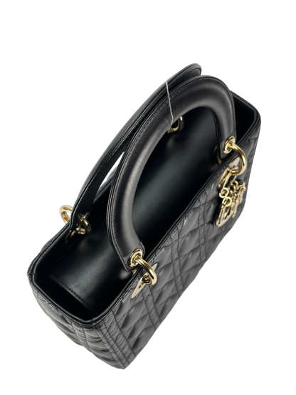 CHRISTIAN DIOR - Black Lambskin Lady Dior Handbag