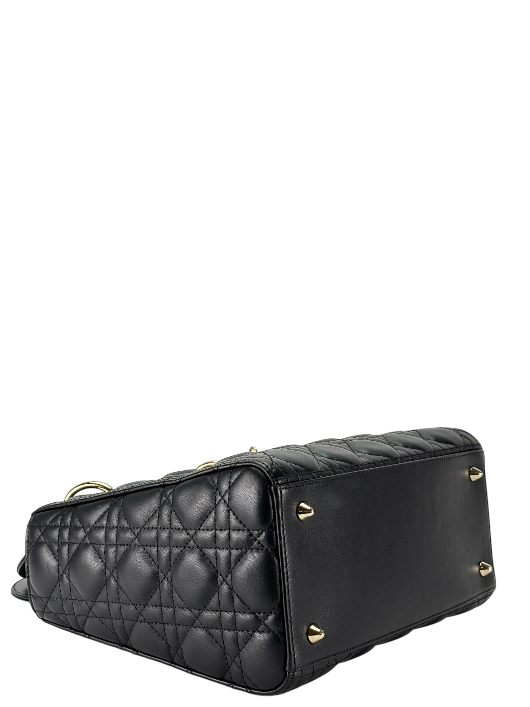 CHRISTIAN DIOR - Black Lambskin Lady Dior Handbag