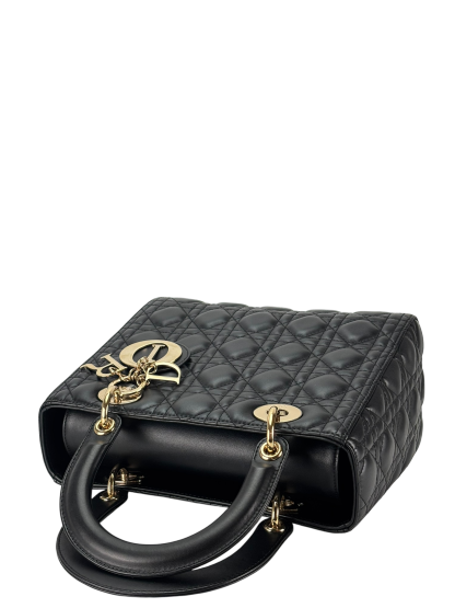 CHRISTIAN DIOR - Black Lambskin Lady Dior Handbag