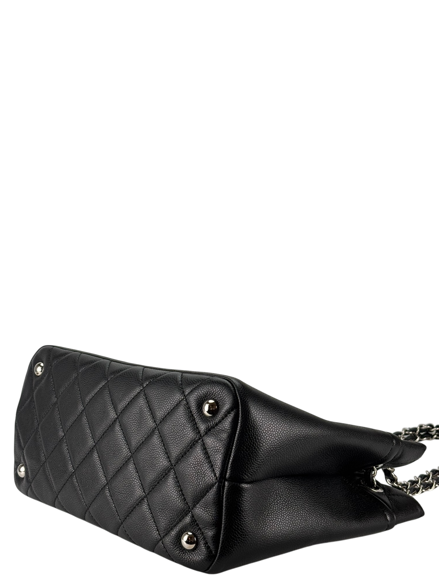 CHANEL - Black Coco Mark Matelasse Quilted Chain Tote Bag
