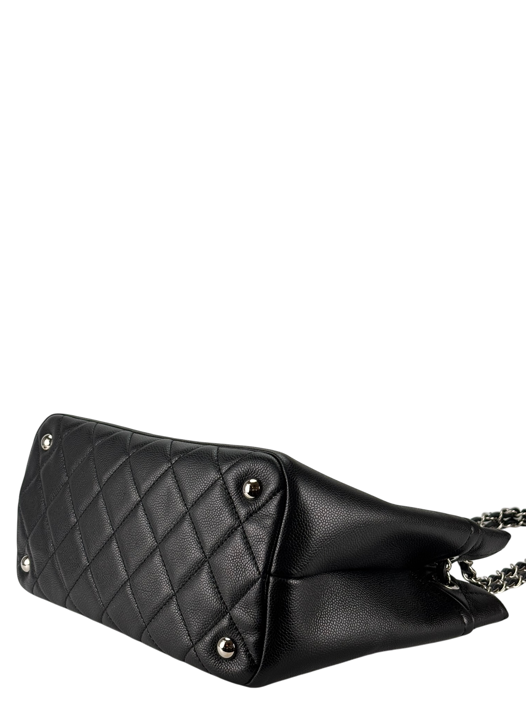 CHANEL - Black Coco Mark Matelasse Quilted Chain Tote Bag