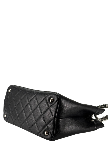 CHANEL - Black Coco Mark Matelasse Quilted Chain Tote Bag
