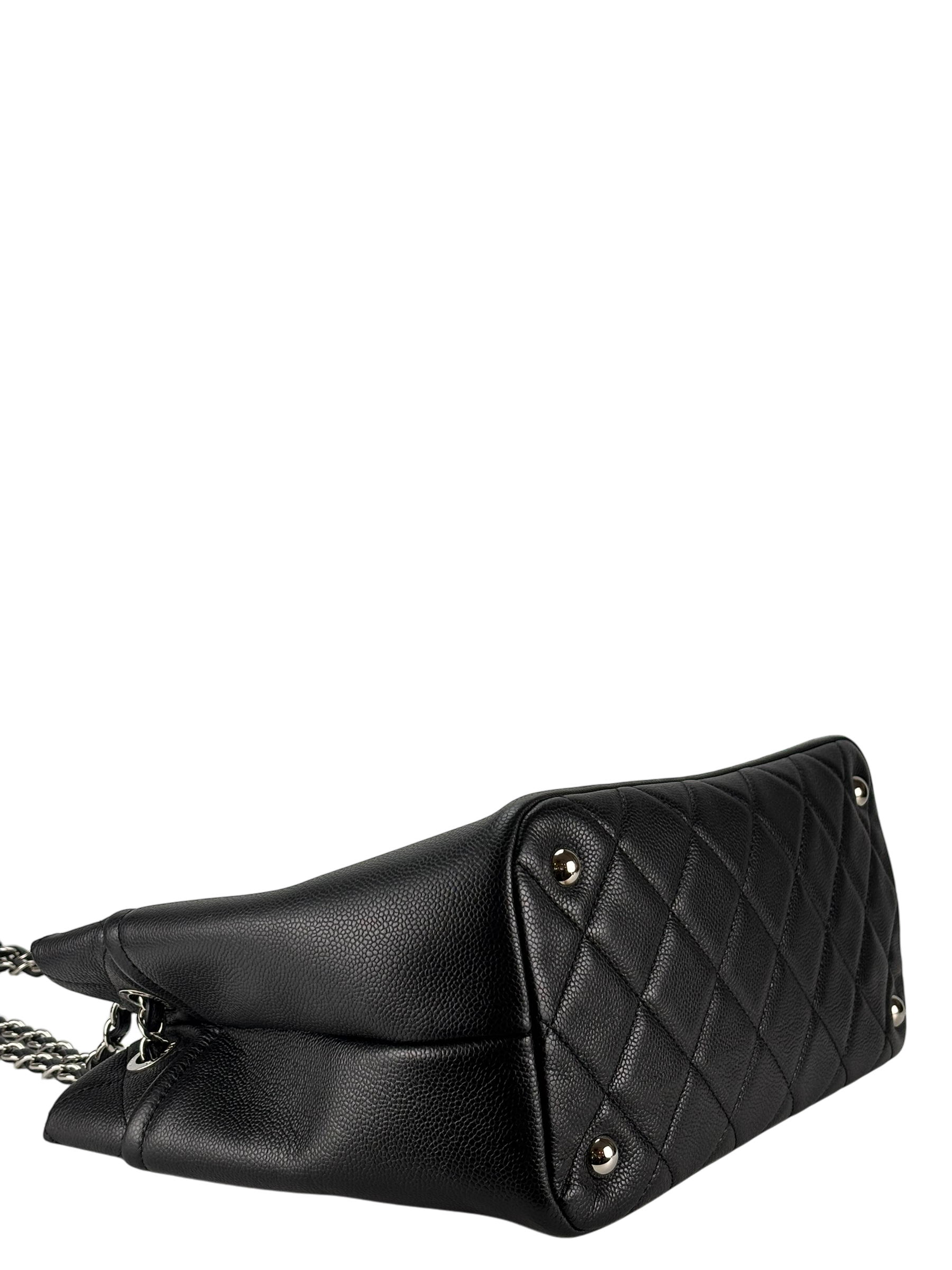 CHANEL - Black Coco Mark Matelasse Quilted Chain Tote Bag