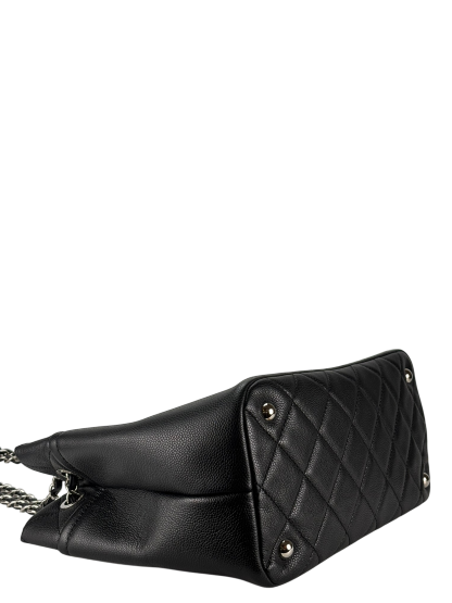 CHANEL - Black Coco Mark Matelasse Quilted Chain Tote Bag