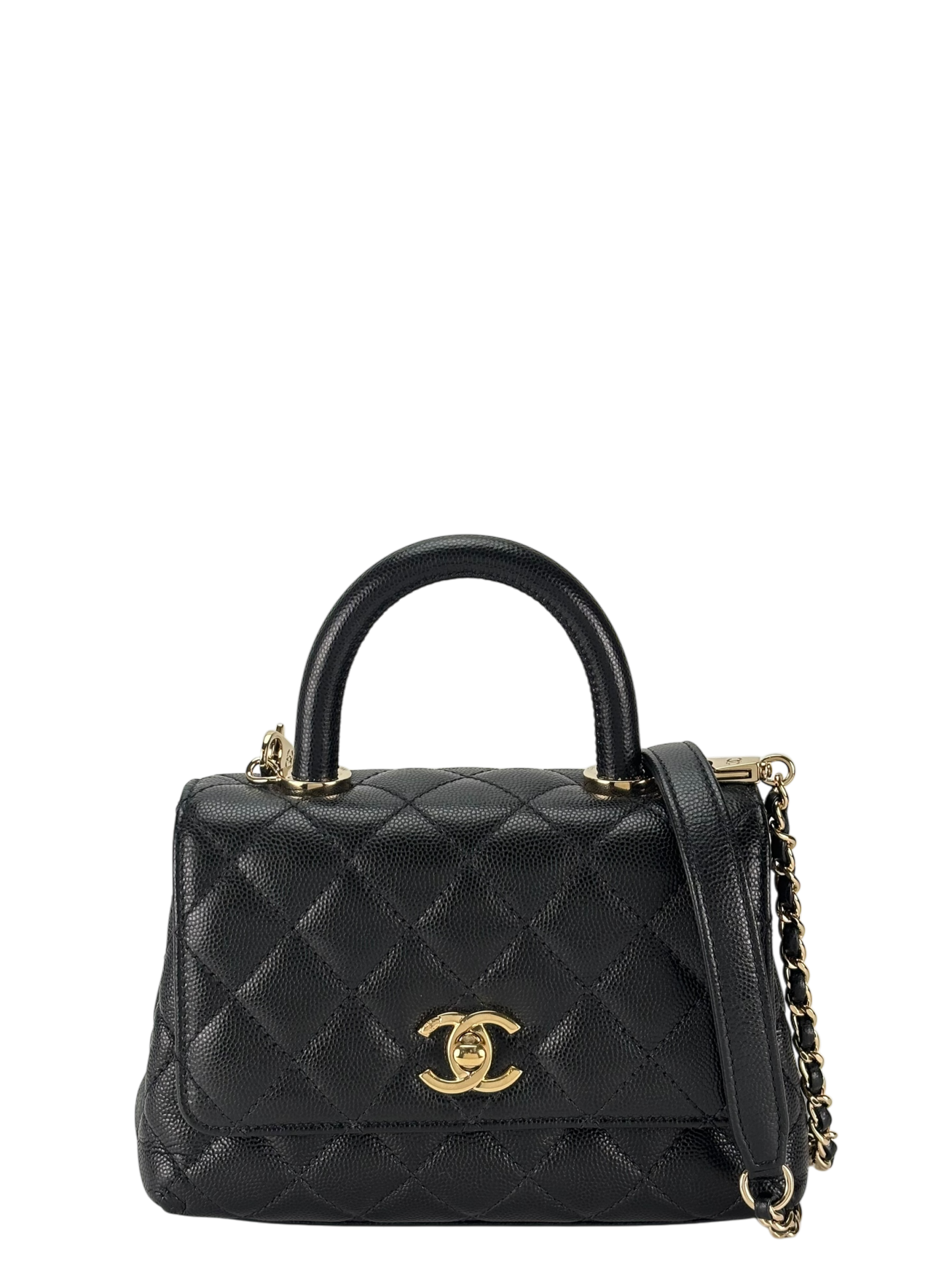 CHANEL - Coco Handle Small Black Caviar Gold Hardware