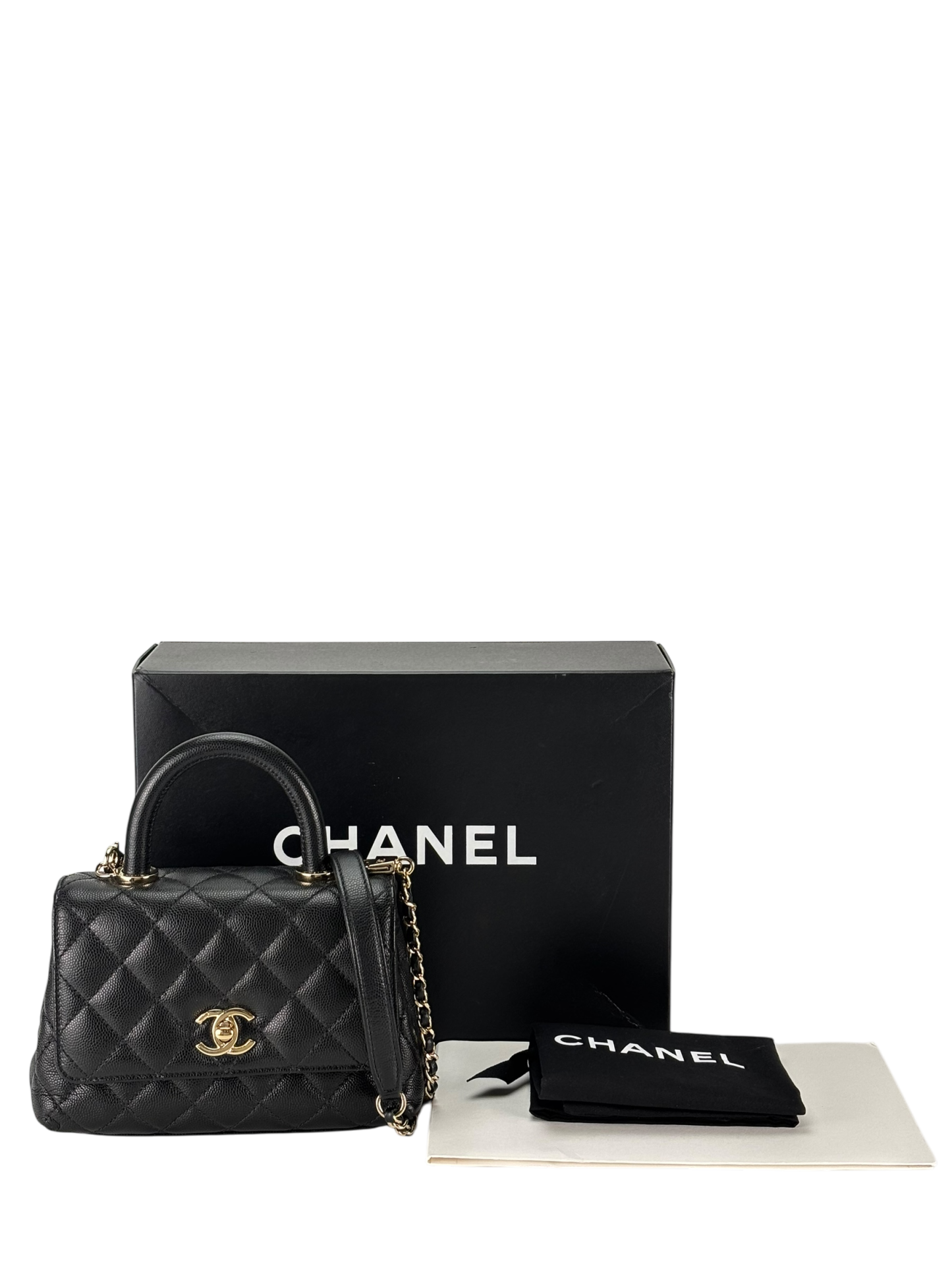 CHANEL - Coco Handle Small Black Caviar Gold Hardware