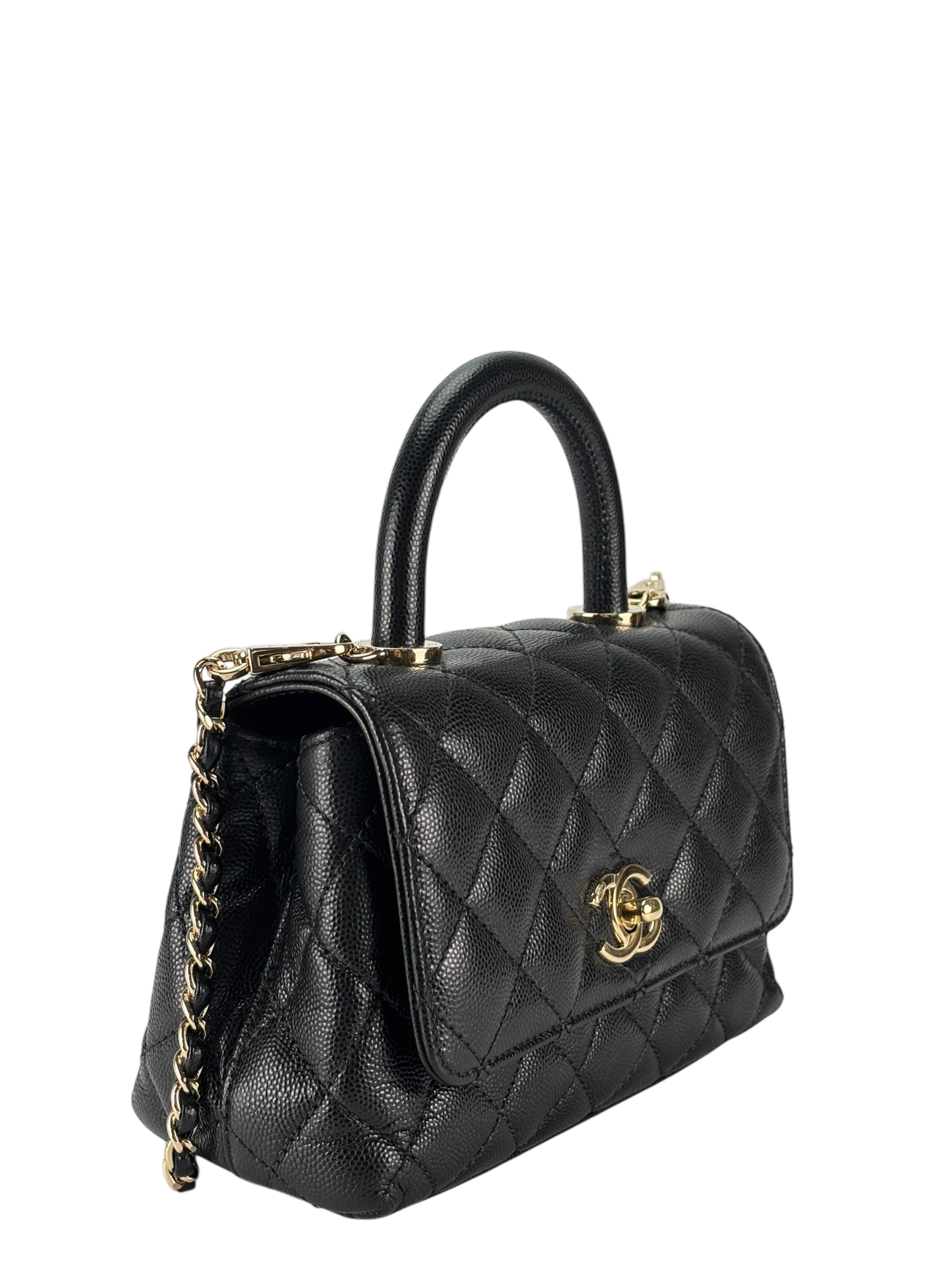 CHANEL - Coco Handle Small Black Caviar Gold Hardware
