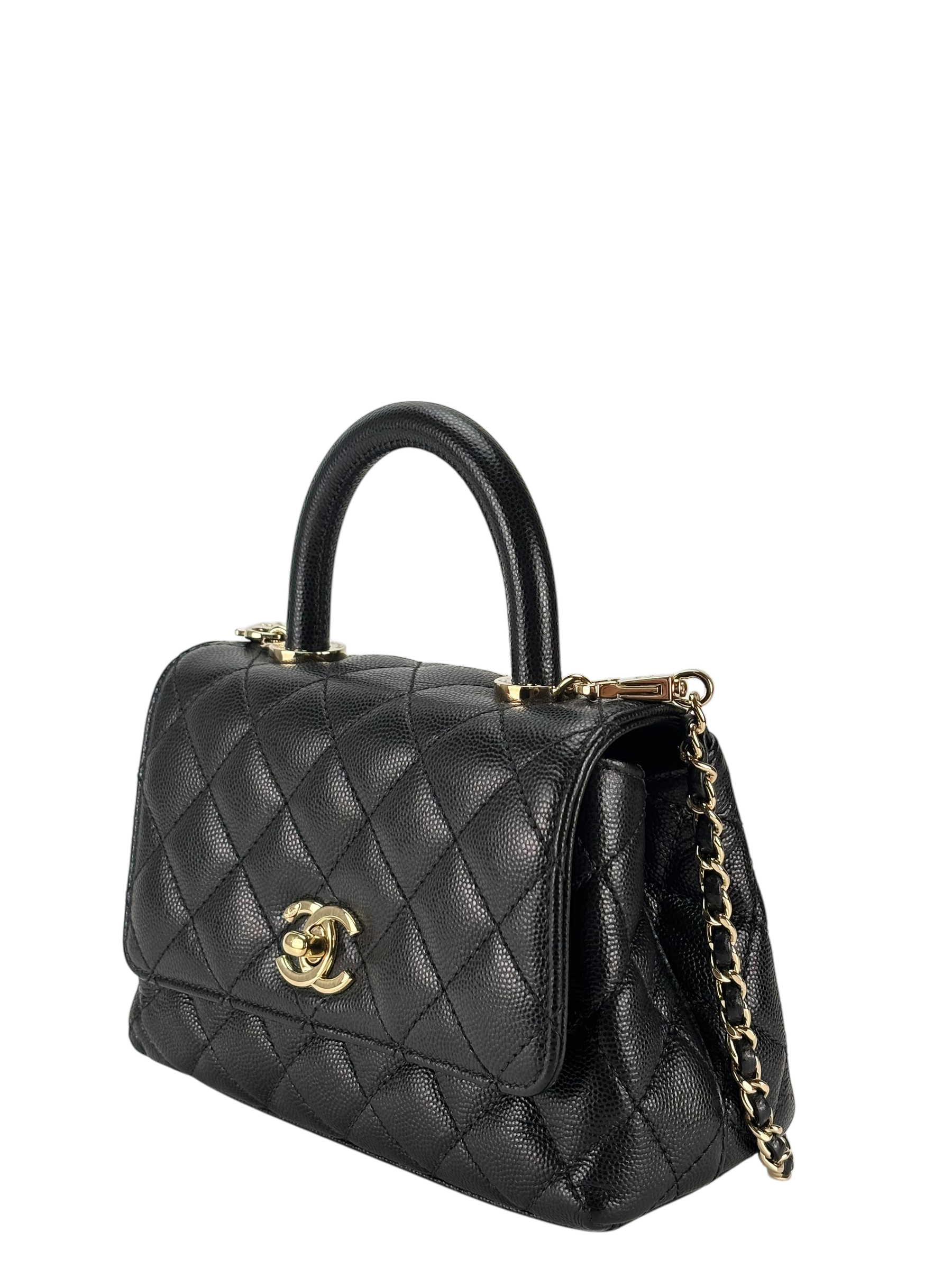 CHANEL - Coco Handle Small Black Caviar Gold Hardware