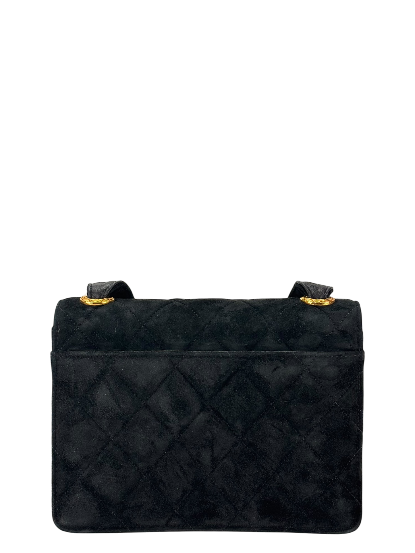 CHANEL - Mini Matelasse Velvet Shoulder Bag Black Gold Hardware
