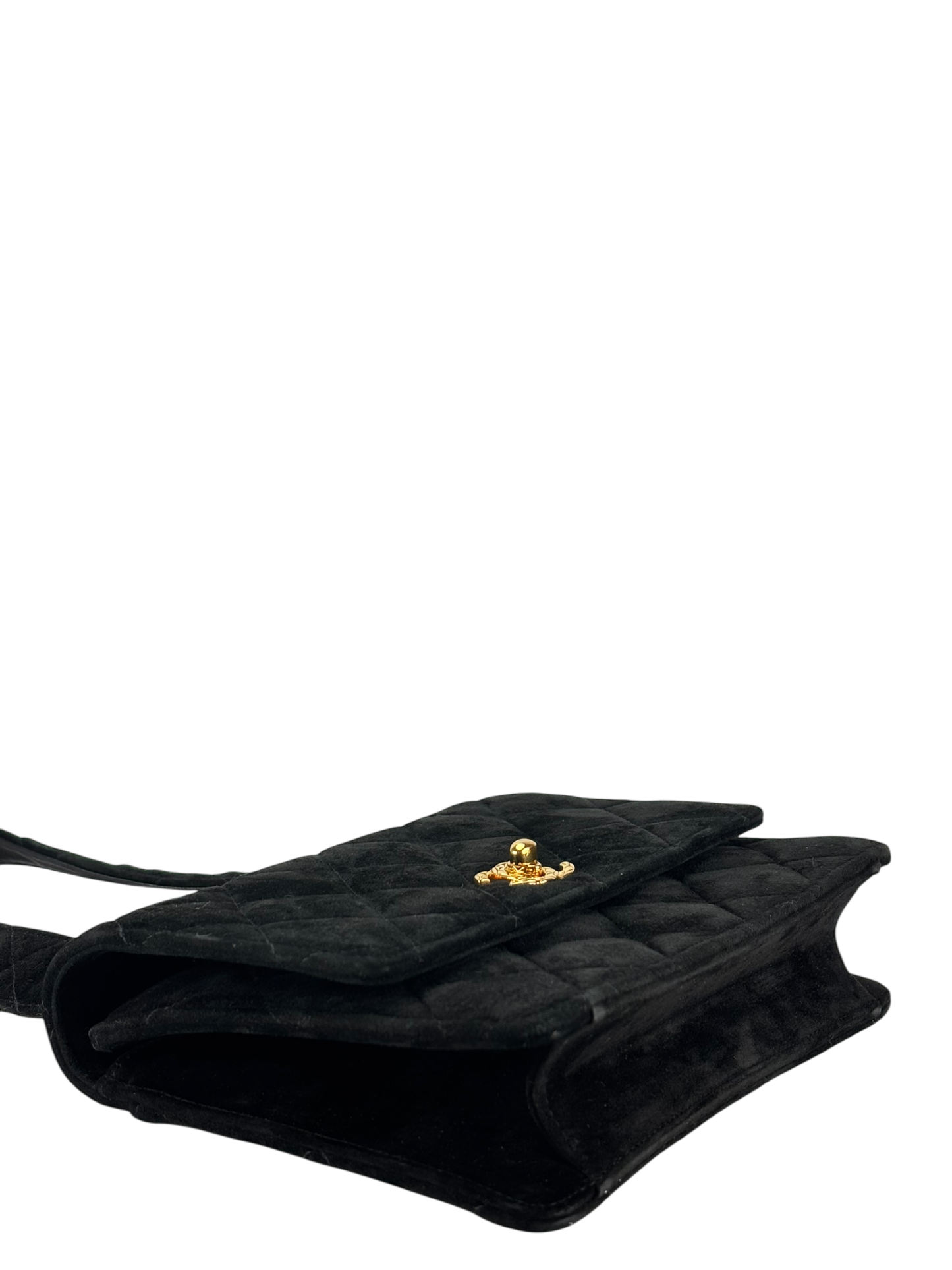 CHANEL - Mini Matelasse Velvet Shoulder Bag Black Gold Hardware