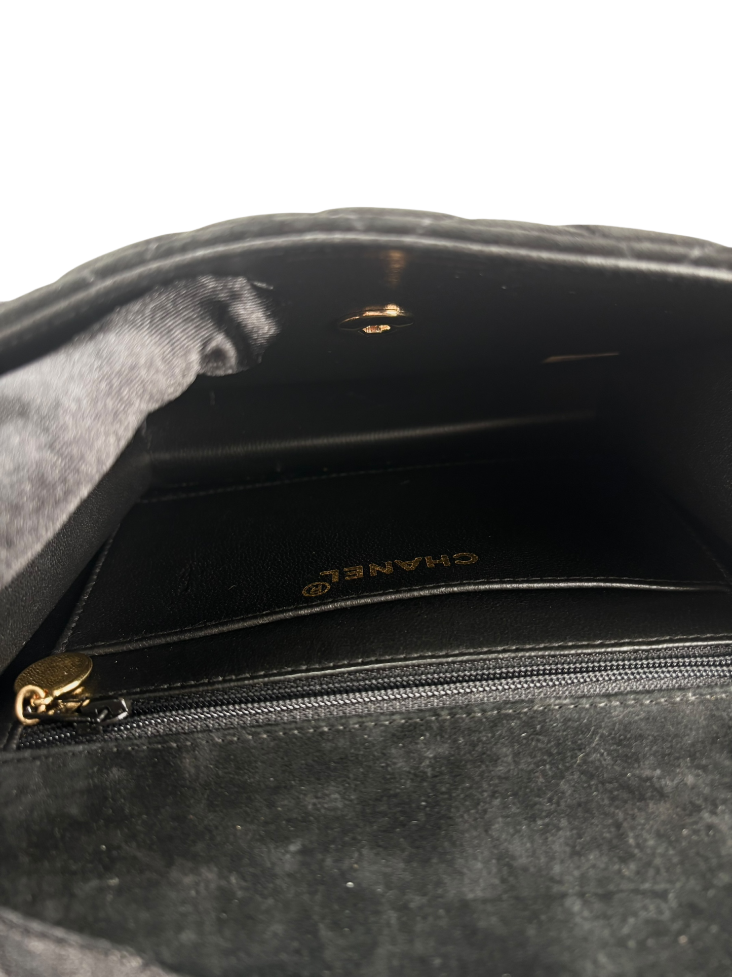 CHANEL - Mini Matelasse Velvet Shoulder Bag Black Gold Hardware