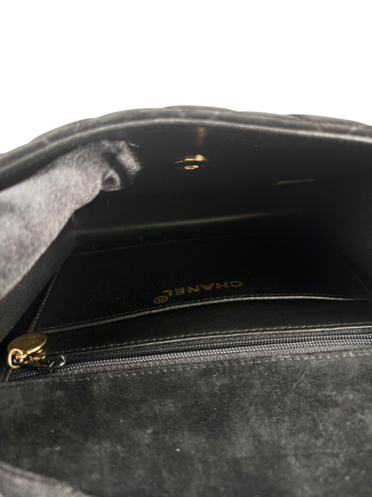 CHANEL - Mini Matelasse Velvet Shoulder Bag Black Gold Hardware