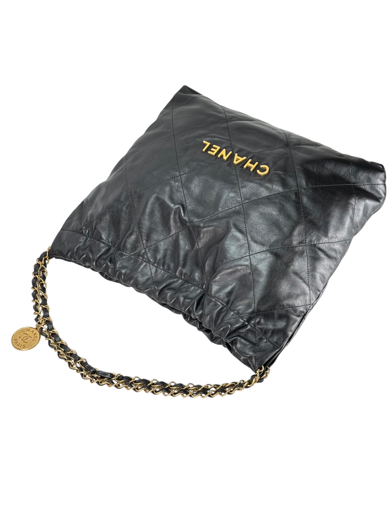 CHANEL - Small 22 Bag Black Calfskin Gold Hardware