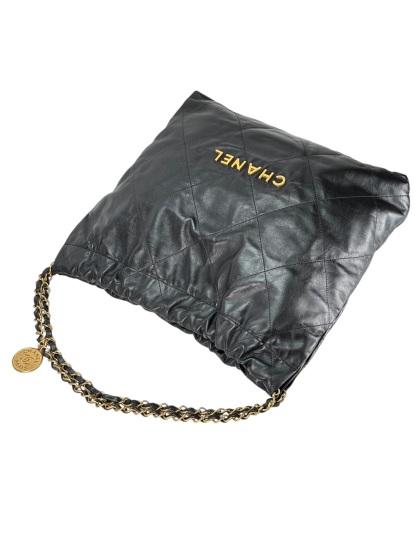 CHANEL - Small 22 Bag Black Calfskin Gold Hardware
