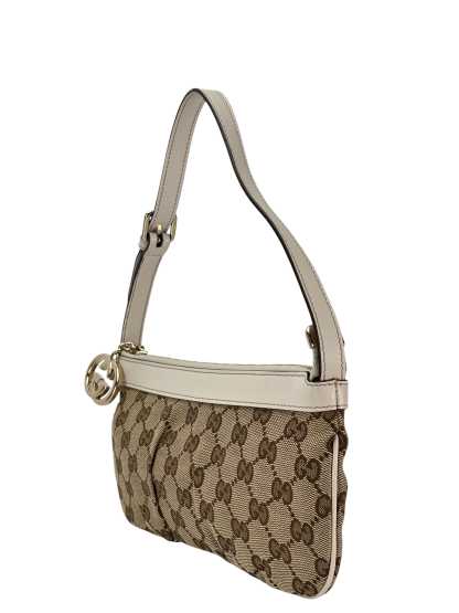 GUCCI - Beige Canvas Pochette Shoulder Bag