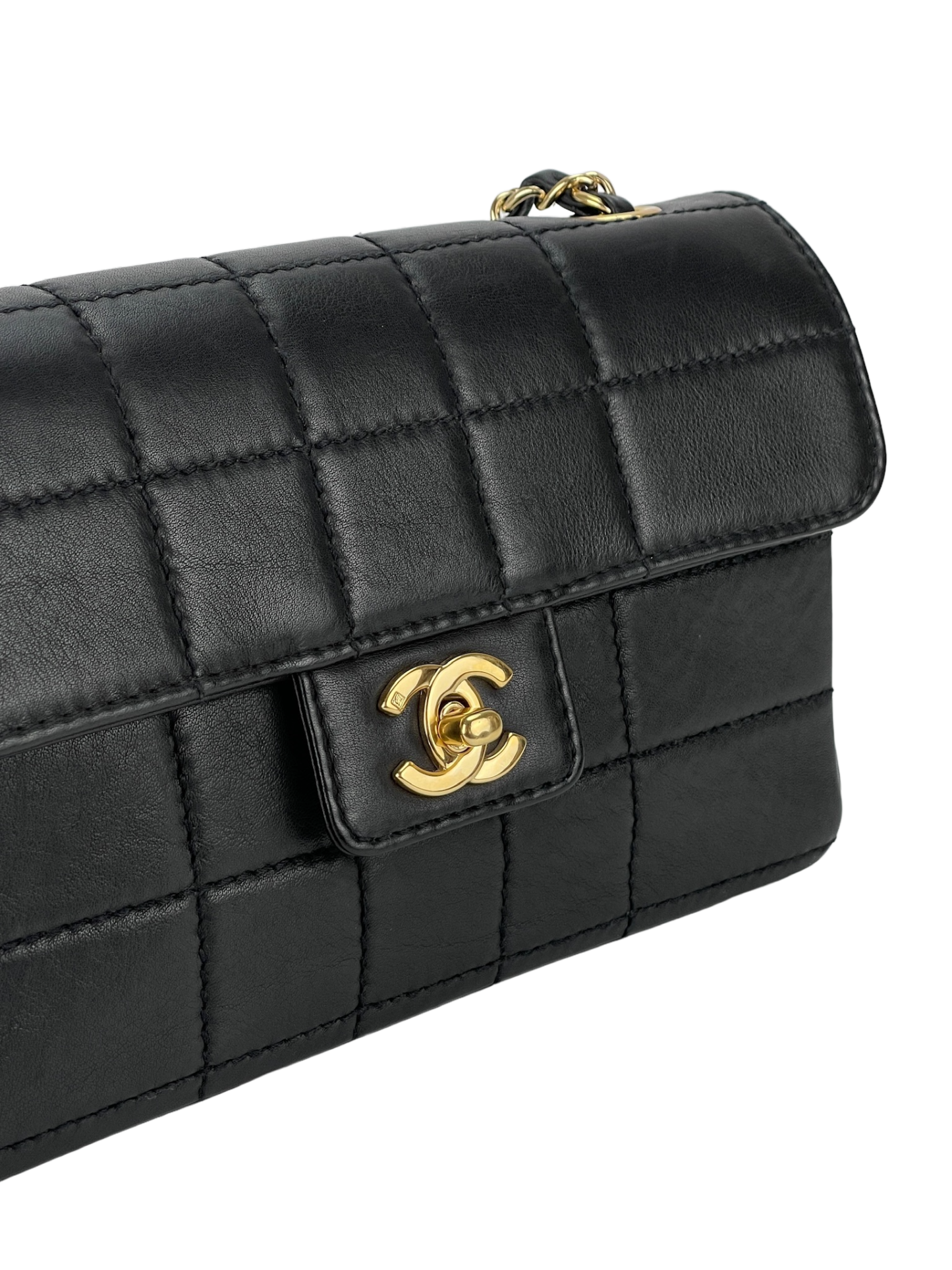 CHANEL - Chocolate bar chain shoulder crossbody handbag