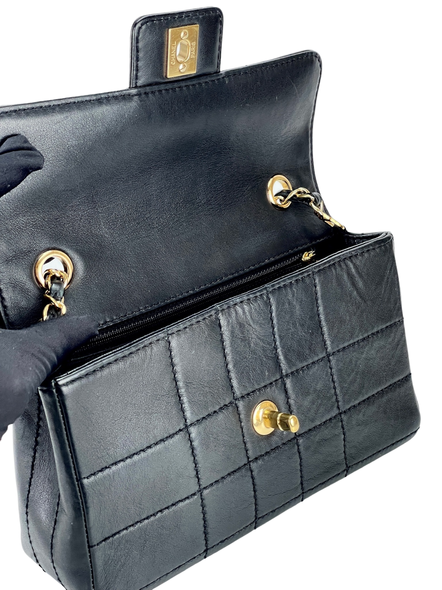 CHANEL - Chocolate bar chain shoulder crossbody handbag