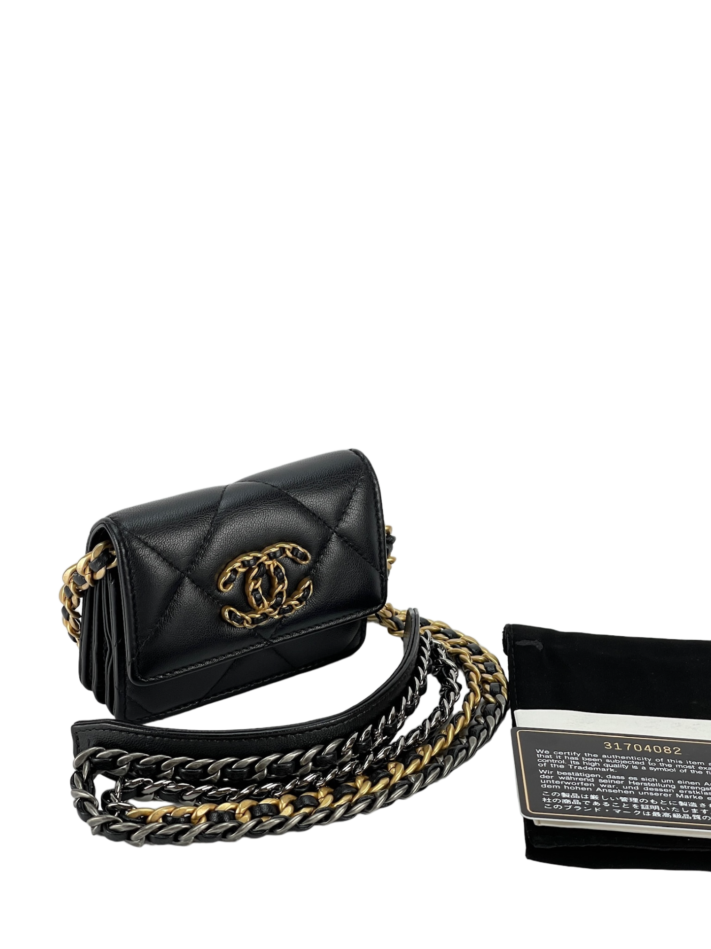 CHANEL - Black Lambskin 19 Coin Woc bag
