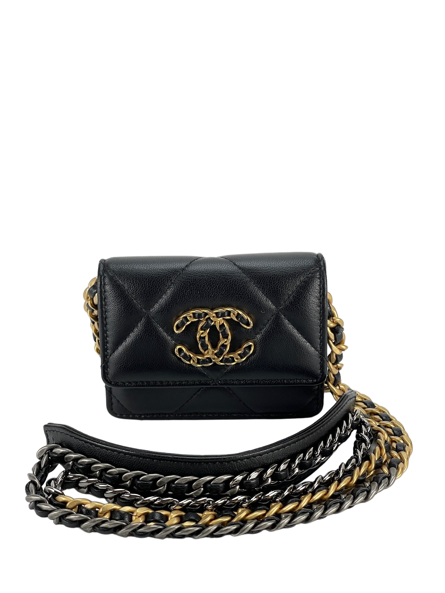 CHANEL - Black Lambskin 19 Coin Woc bag