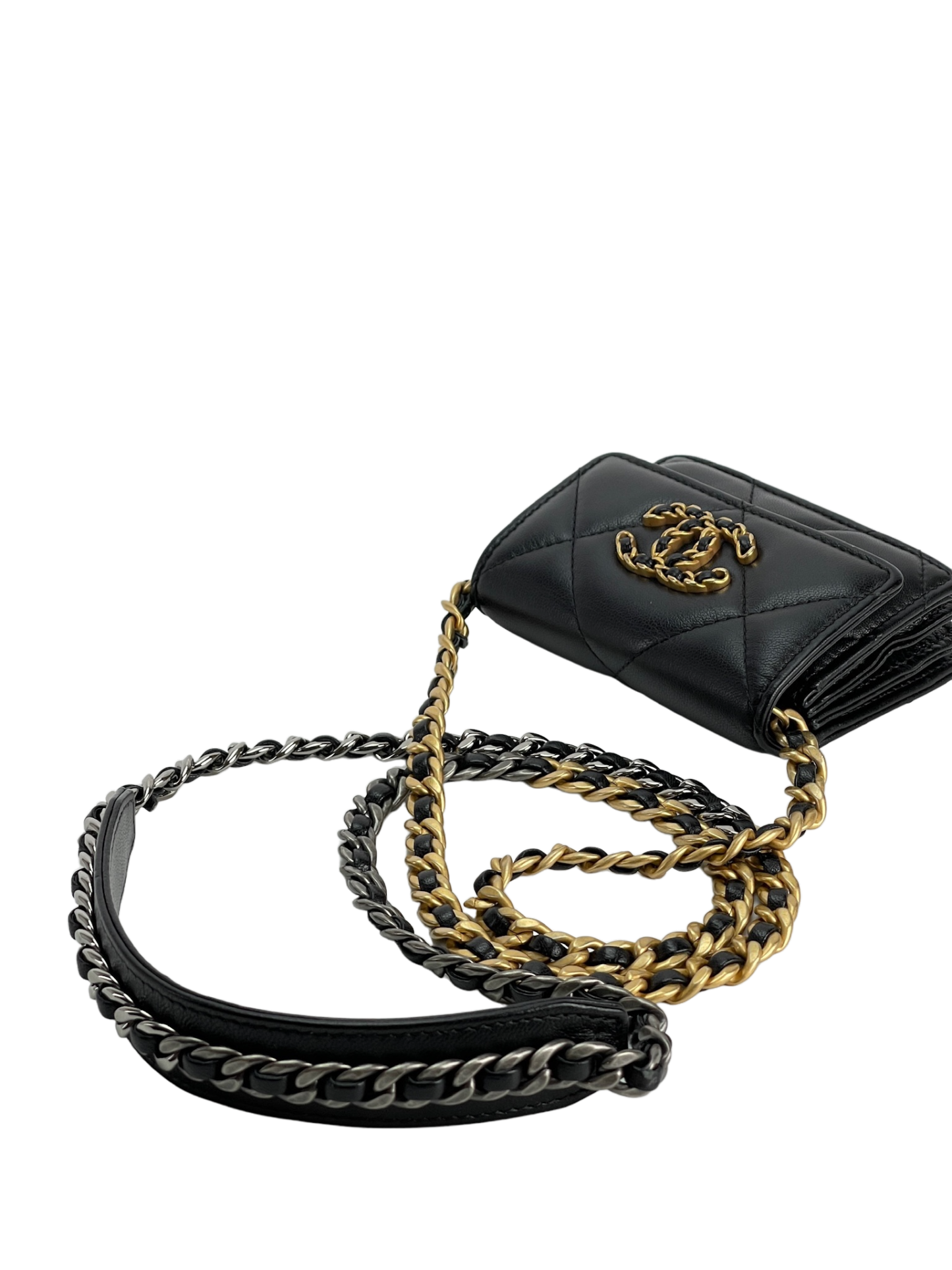 CHANEL - Black Lambskin 19 Coin Woc bag