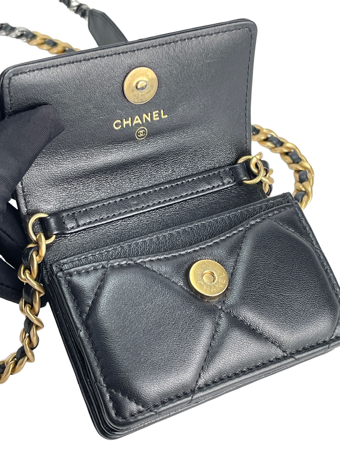 CHANEL - Black Lambskin 19 Coin Woc bag