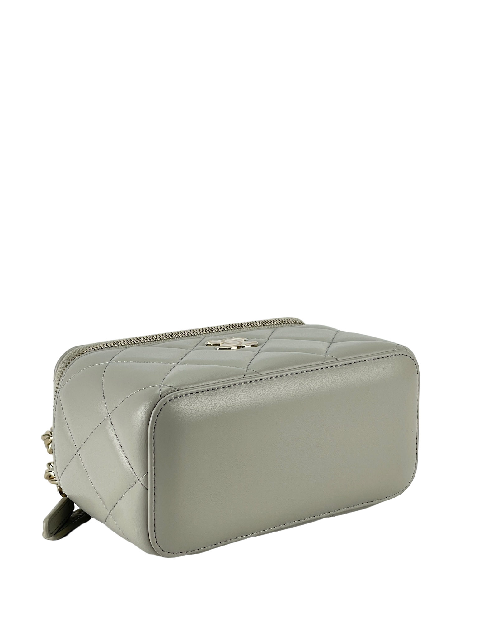CHANEL - CHANEL Mini Vanity Case Carved Gold Chain
